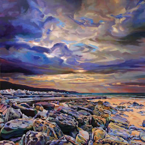 Looking South From Fanore - Contemporary art from Ireland. Paintings & prints by Irish seascape & landscape artist Kevin Lowery.