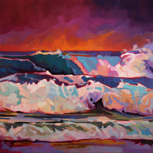 Red Sky At Fanore - Contemporary art from Ireland. Paintings & prints by Irish seascape & landscape artist Kevin Lowery.