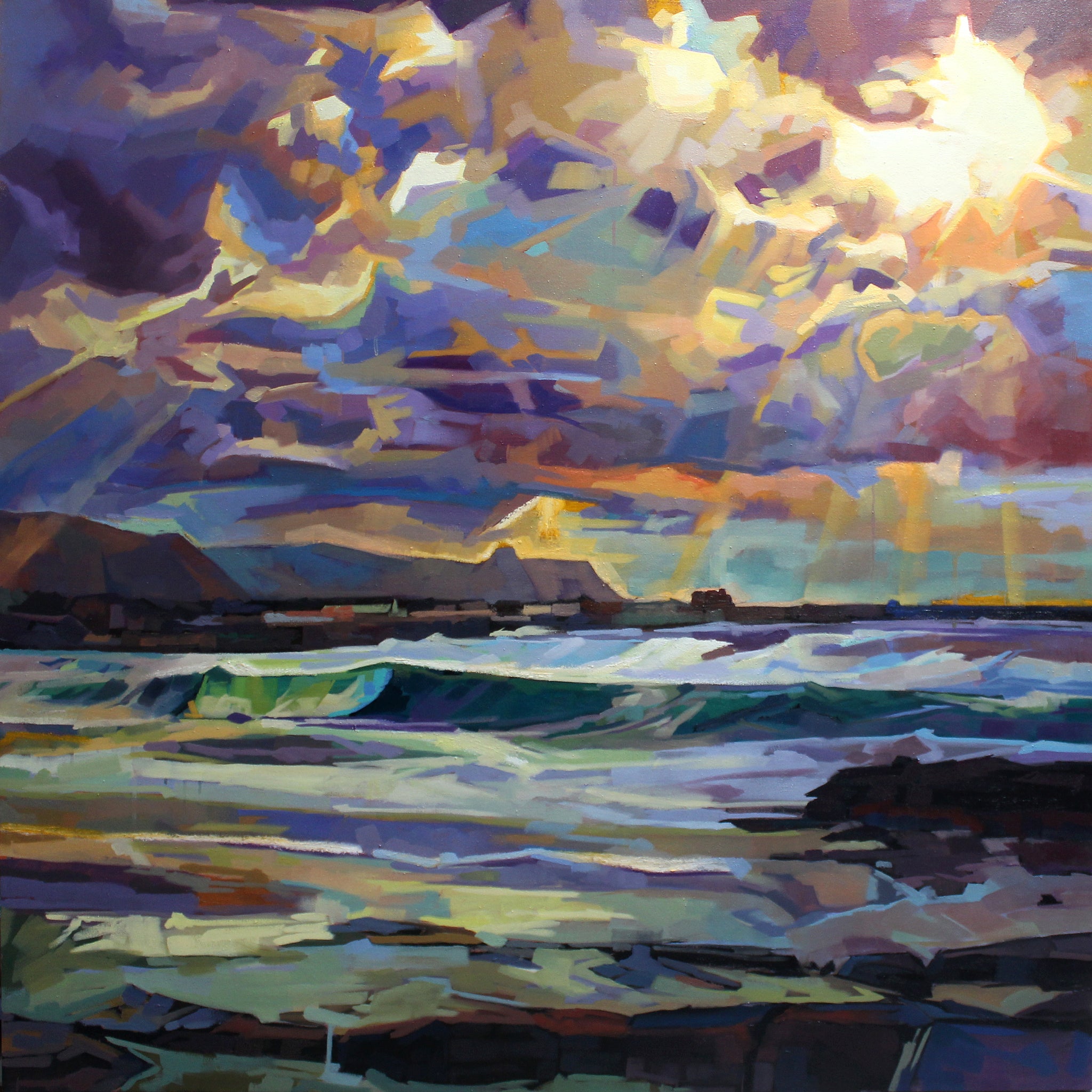 Main Beach, Bundoran, Storm Emma - Contemporary art from Ireland. Paintings & prints by Irish seascape & landscape artist Kevin Lowery.