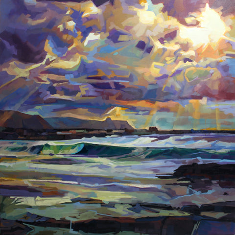 Main Beach, Bundoran, Storm Emma - Pack Of 10 Greeting Cards - Contemporary art from Ireland. Paintings & prints by Irish seascape & landscape artist Kevin Lowery.