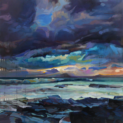 Mermaid's Cove, Storm Fionn - Contemporary art from Ireland. Paintings & prints by Irish seascape & landscape artist Kevin Lowery.