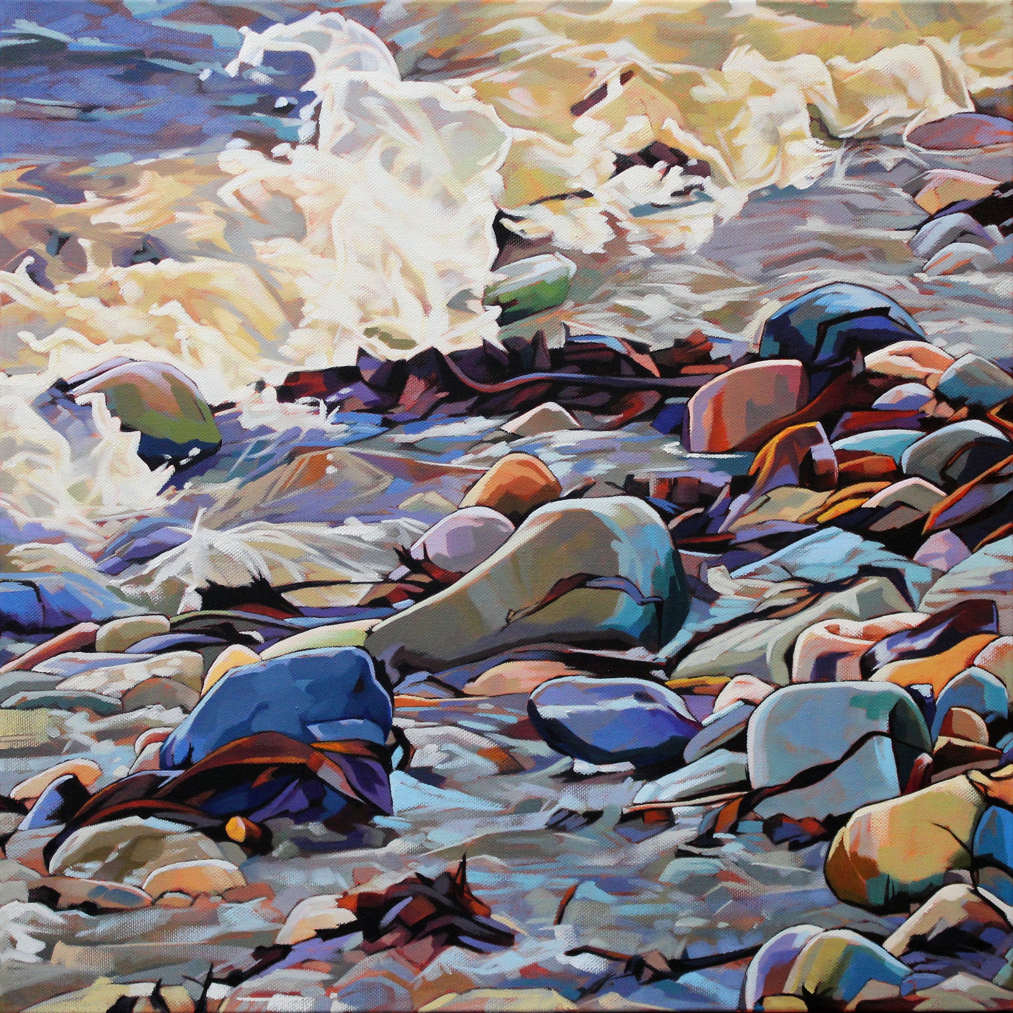 Pebbles At Cregg II - Contemporary art from Ireland. Paintings & prints by Irish seascape & landscape artist Kevin Lowery.