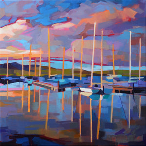 Sailboats At Dingle - Pack Of 10 Greeting Cards - Contemporary art from Ireland. Paintings & prints by Irish seascape & landscape artist Kevin Lowery.