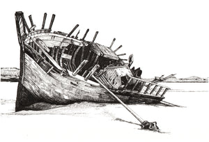 Wreck At Bunbeg Strand - Limited Edition Print - Contemporary art from Ireland. Paintings & prints by Irish seascape & landscape artist Kevin Lowery.
